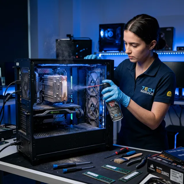 Limpieza interna de PC con aire comprimido