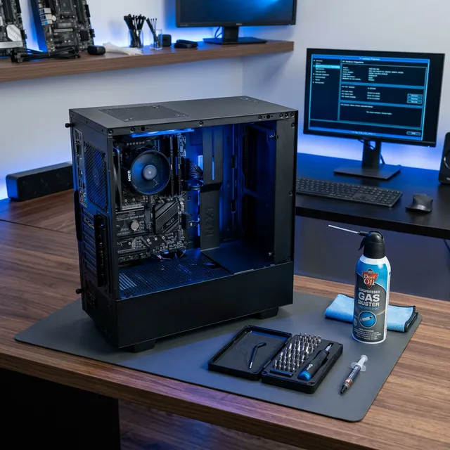 Herramientas y entorno limpio para mantenimiento de PC