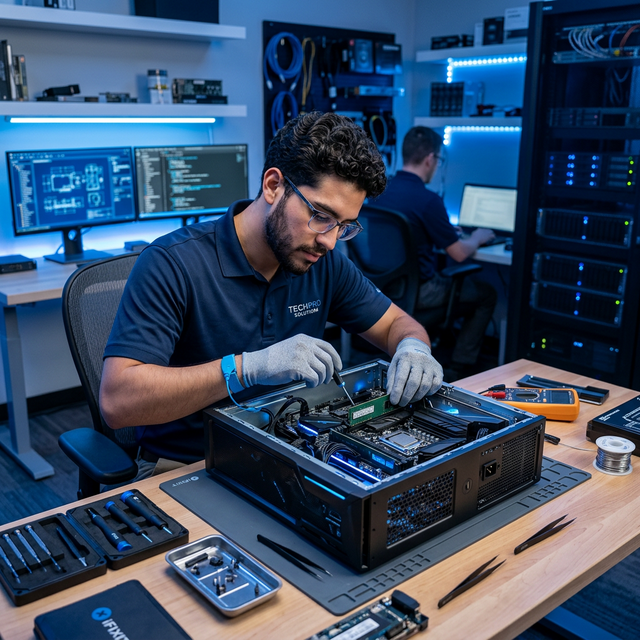 Técnico profesional reparando computadoras y laptops en CDMX - Reparaciones G García